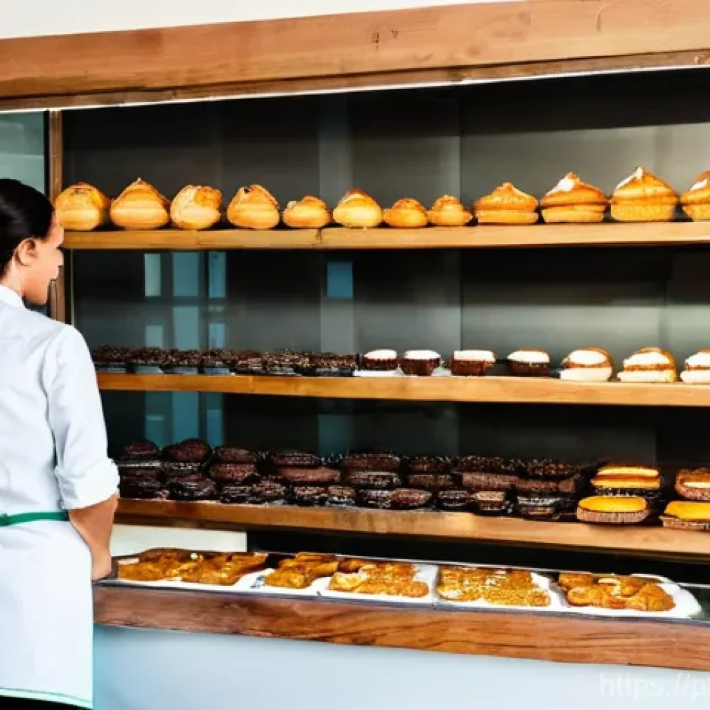 디저트 전문가의 지역 사회 기여 사례 - **A Vibrant Community Bakery, Bustling with Life**
"An inviting, warm-toned Portuguese-style bak...