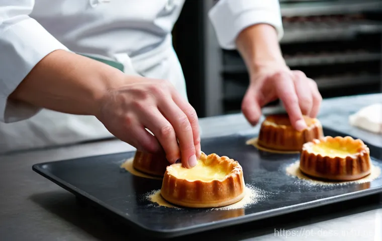 디저트 전문가의 취업 면접 대비 요령 - **Innovative Portuguese Dessert Creation**
    A vibrant, artistic image capturing a male pastry che...