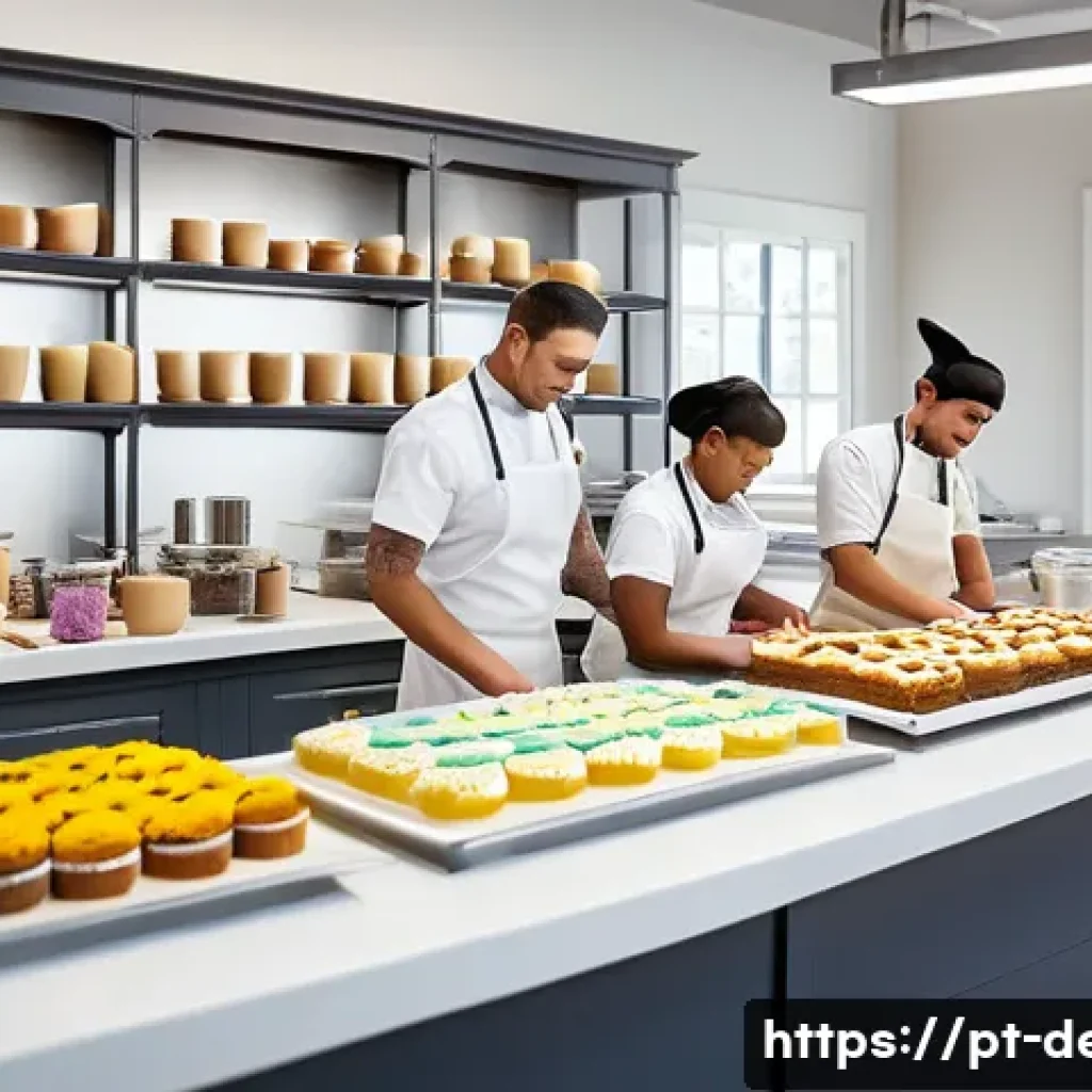 디저트 전문가의 자격증 종류 비교 - A modern Brazilian pastry classroom scene featuring diverse students in casual chef uniforms with ap...