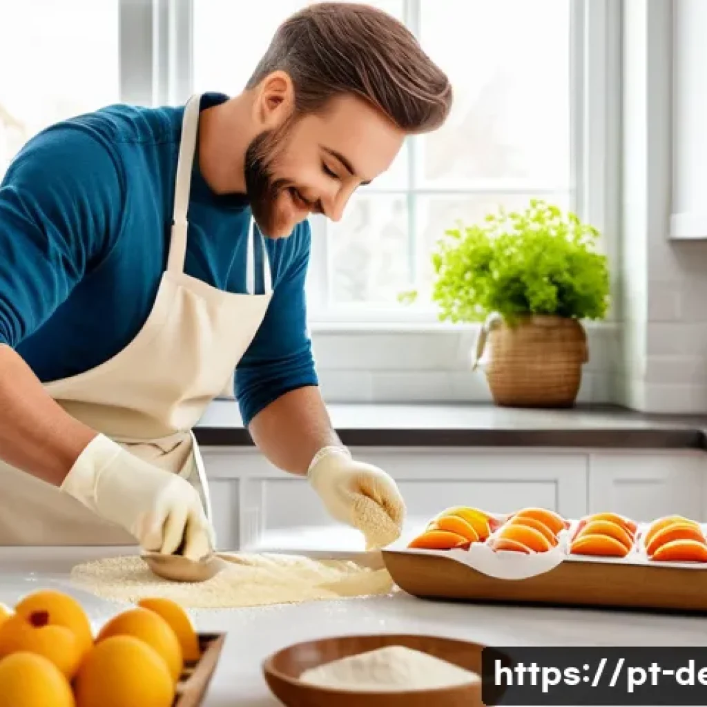 디저트 전문가와 음식 알레르기 관리 - A bright, welcoming kitchen scene focused on allergy-safe dessert preparation, featuring a cheerful ...