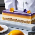 Home 22 디저트 전문가로서의 평생 학습 전략 - A sophisticated pastry chef’s workspace showcasing an artisanal layered dessert in the making, featu...
